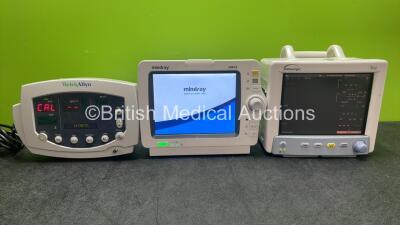 Job Lot of Patient Monitors Including 1 x Welch Allyn 53NOO Patient Monitor, 1 x Mindray iMEC8 Patient Monitor Including ECG, SpO2, NIBP, T1, T2 and Printer Options and 1 x Datascope Trio Patient Monitor Including ECG, T1, NIBP and SpO2 Options (All Power