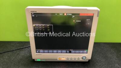 Mindray BeneView T8 Patient Monitor with 1 x Mindray AG+O2 Gas Module with Water Trap (Powers Up with Damage to Monitor Casing and Crack in Dial - See Photos) *SN CF-48123875 / GEB1B021602*