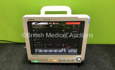 Mindray BeneView T5 Patient Monitor with Printer Options, 1 x Mindray Multiparameter Patient Module Including ECG, SpO2, T1, T2 and NIBP Options and 1 x Mindray AG Gas Module with Water Trap (Powers Up with Damage to Casing and Screen, Damage to Both Modu