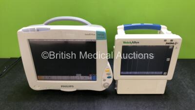 Job Lot Including 1 x Philips IntelliVue MP50 Patient Monitor and 1 x Welch Allyn Propaq CS Patient Monitor (Both Power Up) *SN GA107991 / DE44034006*