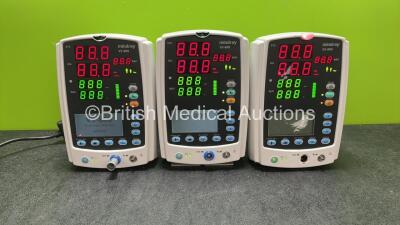 3 x Mindray VS-800 Patient Monitors (All Power Up, 2 with Damaged Lights-See Photos) *SN BY3C148029, BY3C148028, BY33144646*