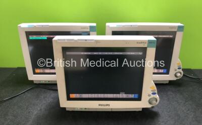 3 x Philips IntelliVue MP70 Patient Monitors (All Power Up) *SN DE52031653 / DE73173454 / DE73173450*