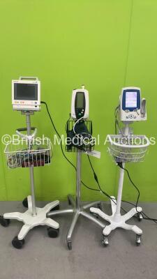 1 x Welch Allyn SPOT LXi Patient Monitor on Stand, 1 x Welch Allyn 420 Series Patient Monitor on Stand and 1 x Philips M3046A Patient Monitor on Stand (All Power Up)