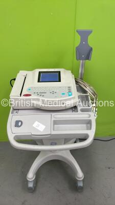 GE MAC 1200 ST ECG Machine on Stand with 10 Lead ECG Leads (Powers Up) *S/N 550019491*