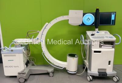 Siemens Arcadis Varic C-Arm *Mfd - 2012* with Dual Flat Screen Image Intensifier, Exposure Trigger, Footswitch and Key (Powers Up and Exposure Taken) *15255* **IR156**