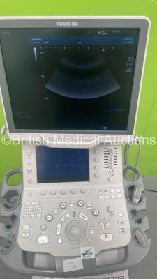 Toshiba Aplio 400 TUS-A400 Ultrasound Scanner *S/N T1C1222363* **Mfd 02/2012* Software Version AB_V2.10*R002 with 2 x Transducers / Probes (PVT-375BT *Mfd 02/2016* and PVT-674BT *Mfd 09/2019) and Sony UP-D897 Digital Graphic Printer (Powers Up) ***IR157** - 3