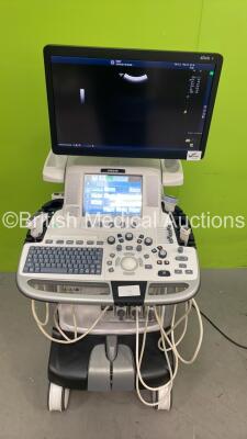 GE Logiq E9 XDClear Flat Screen Ultrasound Scanner Ref 5205000-9 *S/N 203617US6* **Mfd 2017** Software Version R6 Software Revision 2.1 with 3 x Transducers / Probes (C1-6-D Ref 5418916 *Mfd 2017* / 9L-D Ref 5194432 *Mfd 08/2017* and M5S-D Ref GE-R3MIX *M - 7