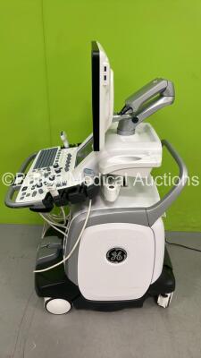 GE Logiq E9 XDClear Flat Screen Ultrasound Scanner Ref 5205000-9 *S/N 203617US6* **Mfd 2017** Software Version R6 Software Revision 2.1 with 3 x Transducers / Probes (C1-6-D Ref 5418916 *Mfd 2017* / 9L-D Ref 5194432 *Mfd 08/2017* and M5S-D Ref GE-R3MIX *M - 19