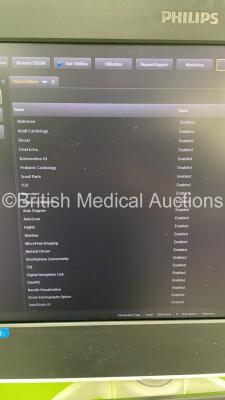 Philips Affiniti 70G Flat Screen Ultrasound Scanner Ref 989605416151 *S/N US315F0518* **Mfd 2015** Software Version 5.0.1 with 2 x Transducers / Probes (L12-3 and C10-3v) (Powers Up with Error - See Pictures - Missing Dials / CD Drive Trim / Damaged Scree - 12