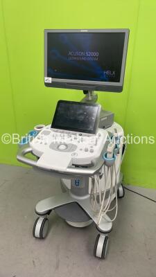 Siemens Acuson S2000 Flat Screen Ultrasound Scanner *S/N (21) 214370* **Mfd 09/2016** Software 500.1.061 with 3 x Transducers / Probes (6C1 HD / 18L6 HD and 9L4) and Mitsubishi P93D Printer (Powers Up) ***IR150*** - 3