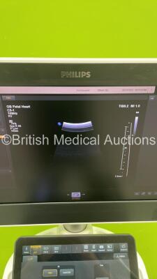 Philips Affiniti 70G Flat Screen Ultrasound Scanner Ref 989605416151 *S/N US315F0513* **Mfd 2015** Software Version 5.0.1.9 with 3 x Transducers / Probes (C5-1 / C10-3v and L12-3) (Powers Up - Damage to Probe - See Pictures - Keyboard will Not Lock in Par - 3