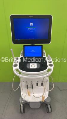 Philips Epiq 5G Flat Screen Ultrasound Scanner Ref 989605408541 *S/N USN13C0623* **Mfd 2013** Software Version 5.0.2 with 2 x Transducers / Probes (C10-3v and L12-5 50) (Powers Up - Missing Dials - See Pictures) - 2