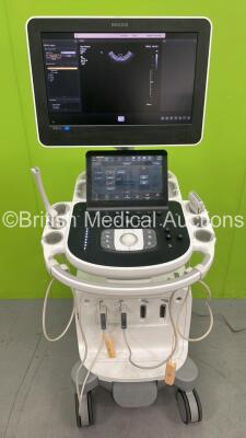 Philips Epiq 5G Flat Screen Ultrasound Scanner Ref 989605408541 *S/N USN13C0623* **Mfd 2013** Software Version 5.0.2 with 2 x Transducers / Probes (C10-3v and L12-5 50) (Powers Up - Missing Dials - See Pictures) - 8