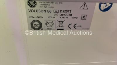 GE Voluson E6 Flat Screen Ultrasound Scanner *S/N D52575* **Mfd 10/2010** Software Version 10.0.3.3103 with 2 x Transducers / Probes (RIC5-9-D Ref H48651MS *Mfd 02/2012* and C1-5-D Ref 5261136 *Mfd 03/2012*), Sony DVO-1000MD DVD Recorder and Sony UP-D897 - 22