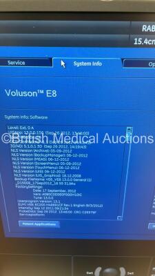 GE Voluson E8 Expert Flat Screen Ultrasound Scanner *S/N D55338* Software Version EC200 (13.0.0.156) with 2 x Transducers / Probes (AB2-7-D Ref H48651MW *Mfd 10/2007* and RAB4-8-D Ref H48651MP *Mfd 10/2012*) Sony DVO-1000MD DVD Recorder and Sony UP-D897 D - 13