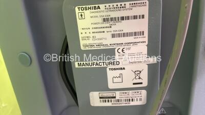 Toshiba Famio 8 SSA-530A Ultrasound Scanner *S/N E2H0896710* **Mfd 09/2008** with 1 x Transducer / Probe (PVM-375AT *Mfd 06/2006*) and Mitsubishi P93 Printer (Powers Up - Transducer Not Showing on Screen - Transducer Damaged -See Pictures) ***IR145*** - 14