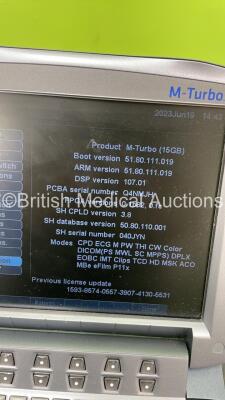 SonoSite M-Turbo Ultrasound System Ref P17000-16 *S/N Q4NPZ4* **Mfd 2017** Boot Version 51.80.111.019 ARM Version 51.80.111.019 with 2 x Transducers / Probes (ICTx/8-5MHz Ref P07690-70 *Mfd 2014* and C60x/5-2MHz Ref P07680-70 *Mfd 02/2015) and Sony UP-897 - 5