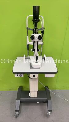 Grafton Optical MODOP YZ5FI Slit Lamp with Binoculars, 2 x 12,5x Eyepieces and Chin Rest on Motorized Table (Powers Up with Good Bulb)