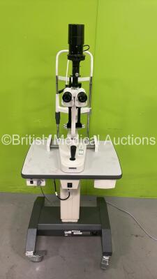 Grafton Optical MODOP YZ5FI Slit Lamp with Binoculars, 2 x 12,5x Eyepieces and Chin Rest on Motorized Table (Unable to Test Due to Table Power Supply Not Working)