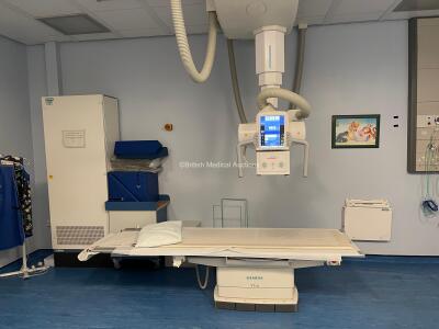 Siemens Axiom YSIO Digital X-Ray *Mfd - 2014* Including Siemens Overhead X-ray Tube Bucky, with 2020 – Siemens OPTITOP 150/40/80HC-100, Software Version VC10R, Siemens Generator, Siemens Wall Stand Bucky with Built-in Detector, Siemens Patient Table, Syst - 6