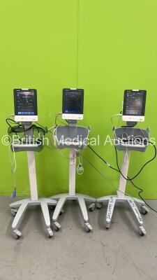 3 x Mindray VS-900 VItal Signs Monitors on Stands (All Power Up - 1 x Missing Side Panel - See Pictures) *S/N FV-04038692*