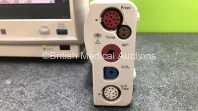 Job Lot Including 2 x Philips M3046A Patient Monitors (Both Power Up 1 x with Missing Module Clip - See Photo) and 2 x Philips M3001A Modules Including ECG, SpO2, NBP, Press and Temp Options - 4