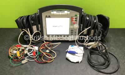 GS Corpuls3 Slim Defibrillator Ref : 04301 with Corpuls Patient Box Ref : 04200 with Pacer, Oximetry, ECG-D, ECG-M, CO2, CPR, NIBP and Printer Options, 4 and 6 Lead ECG Leads, SPO2 Finger Sensor, Hose, Paddle Lead, CO2 Cable, 3 x Batteries and Corpuls Dis