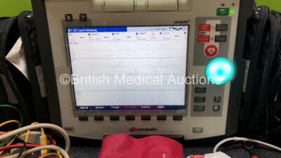 GS Corpuls3 Slim Defibrillator Ref : 04301 with Corpuls Patient Box Ref : 04200 with Pacer, Oximetry, ECG-D, ECG-M, CO2, CPR, NIBP and Printer Options, 4 and 6 Lead ECG Leads, SPO2 Finger Sensor, Cuff and Hose, Paddle Lead, CO2 Cable, 3 x Batteries and Co - 2