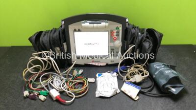 GS Corpuls3 Slim Defibrillator Ref : 04301 with Corpuls Patient Box Ref : 04200 with Pacer, Oximetry, ECG-D, ECG-M, CO2, CPR, NIBP and Printer Options, 4 and 6 Lead ECG Leads, SPO2 Finger Sensor, Cuff and Hose, Paddle Lead, CO2 Cable, 3 x Batteries and Co