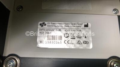 GS Corpuls3 Slim Defibrillator Ref : 04301 with Corpuls Patient Box Ref : 04200 with Pacer, Oximetry, ECG-D, ECG-M, CO2, CPR, NIBP and Printer Options, 4 and 6 Lead ECG Leads, SPO2 Finger Sensor, Cuff and Hose, Paddle Lead, CO2 Cable, 3 x Batteries and Co - 11