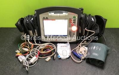 GS Corpuls3 Slim Defibrillator Ref : 04301 with Corpuls Patient Box Ref : 04200 with Pacer, Oximetry, ECG-D, ECG-M, CO2, CPR, NIBP and Printer Options, 4 and 6 Lead ECG Leads, SPO2 Finger Sensor, Cuff and Hose, Paddle Lead, CO2 Cable, 3 x Batteries and Co