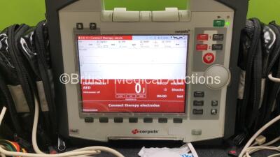 GS Corpuls3 Slim Defibrillator Ref : 04301 with Corpuls Patient Box Ref : 04200 with Pacer, Oximetry, ECG-D, ECG-M, CO2, CPR, NIBP and Printer Options, 4 and 6 Lead ECG Leads, SPO2 Finger Sensor, Cuff and Hose, Paddle Lead, CO2 Cable, 3 x Batteries and Co - 4