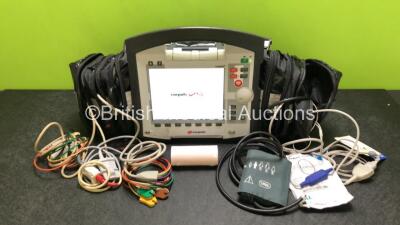 GS Corpuls3 Slim Defibrillator Ref : 04301 with Corpuls Patient Box Ref : 04200 with Pacer, Oximetry, ECG-D, ECG-M, CO2, CPR, NIBP and Printer Options, 4 and 6 Lead ECG Leads, SPO2 Finger Sensor, NIBP Cuff and Hose, Paddle Lead, CO2 Cable, 3 x Batteries a