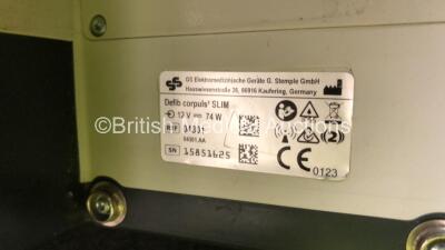 GS Corpuls3 Slim Defibrillator Ref : 04301 with Corpuls Patient Box Ref : 04200 with Pacer, Oximetry, ECG-D, ECG-M, CO2, CPR, NIBP and Printer Options, 4 and 6 Lead ECG Leads, SPO2 Finger Sensor, Hose, Paddle Lead, CO2 Cable, 3 x Batteries and Corpuls Dis - 11