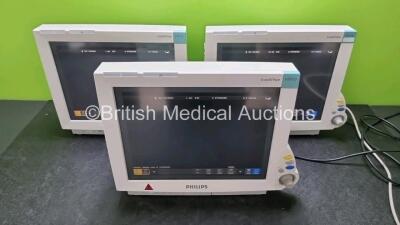 3 x Philips IntelliVue MP70 Touch Screen Patient Monitors (All Power Up)