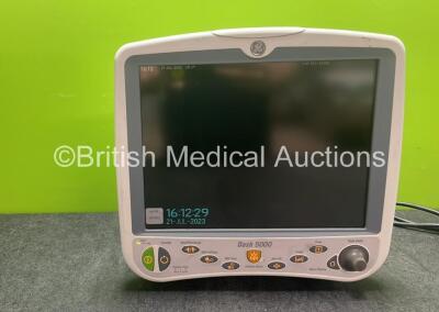 GE Dash 5000 Patient Monitor Including ECG, NBP, SpO2, BP1/3, BP2/4, Temp/CO and CO2 Options (Powers Up with Damage-See Photos)