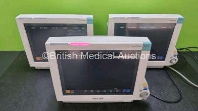 3 x Philips IntelliVue MP70 Touch Screen Patient Monitors (All Power Up)