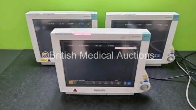 3 x Philips IntelliVue MP70 Touch Screen Patient Monitors (All Power Up)