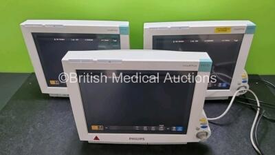 3 x Philips IntelliVue MP70 Touch Screen Patient Monitors (All Power Up)