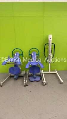 2 x Arjo Encore Electric Patient Hoist with Controllers (Both Not Power Tested Due to No Batteries) and 1 x Arjo Ambulift Classic Electric Patient Hoist with Controllers (No Battery) GB2103919130 006 / GB 1803 918576 001*