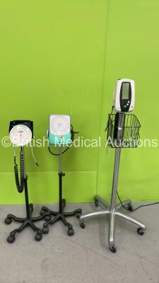 1 x Welch Allyn 420 Series Vital Signs Monitor on Stand (Powers Up) and 2 x Blood Pressure Meters on Stands *S/N 200205942*