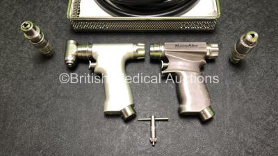 Job Lot Including 2 x MicroAire Handpieces with 2 x Attachments, Chuck Key and Hose in Tray - 2