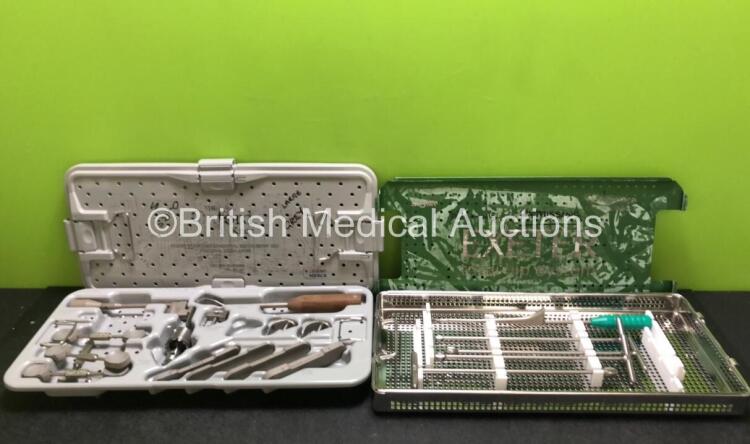 Job Lot Including 1 x Biomet The Oxford Knee Instrument Set in Tray and 1 x Stryker Howmedica Exeter Hip System Set in Tray *Incomplete - See Photos*