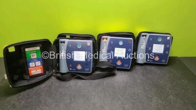 3 x Laerdal Heartstart FR2+ Defibrillators (All Power Up with Stock Batteries, Batteries Not Included) In Carry Cases