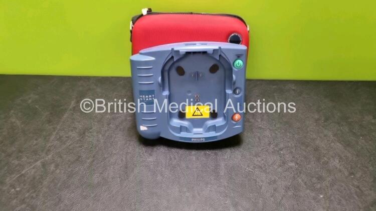 Philips Heartstart HS1 Defibrillator (Untested Due to No Battery, Missing Front Cover - See Photo) In Carry Case