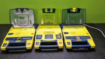 Job Lot Including 1 x Cardiac Science Powerheart AED G3 Pro Defibrillator (Powers Up with Stock Battery, Battery Not Included) and 2 x Cardiac Science Powerheart AED G3 Automated External Defibrillators (1 x Powers Up with Stock Battery, with Faulty Scree