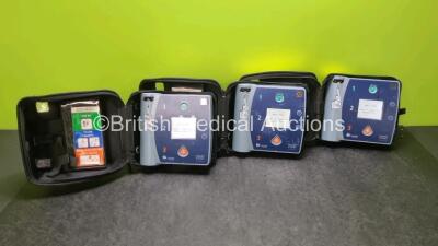 3 x Laerdal Heartstart FR2+ Defibrillators (All Power Up with Stock Batteries, Batteries Not Included) In Carry Cases