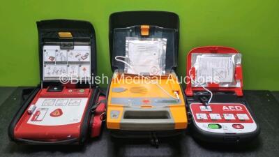 Job Lot Including 1 x Mediana Ref A15M-G4-0EH AED Defibrillator (Powers Up) 1 x Cardiac Science Responder Automated External Defibrillator In Carry Case (Powers Up with Stock Battery, Battery Not Included) and 1 x CU Medical Systems NF1200 Defibrillator I