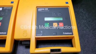 2 x Medtronic Physio Control Lifepak 500 Automated External Defibrillators (Both Power Up) In Carry Case - 2