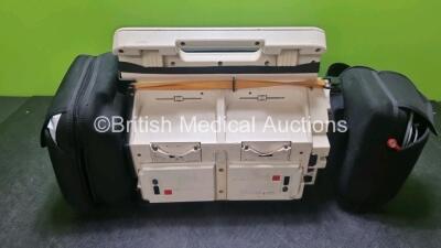 Medtronic Lifepak 12 Biphasic Defibrillator *Mfd 2004* P/N VLP12-02-004437 (Powers Up and Passes Self Test, Damage to Casing - See Photos) Including ECG, SpO2, NIBP Options with 1 x Ref 1111-000021 4 Lead ECG Lead, 1 x Ref 11111-000023 6 Lead ECG Lead, 2 - 10